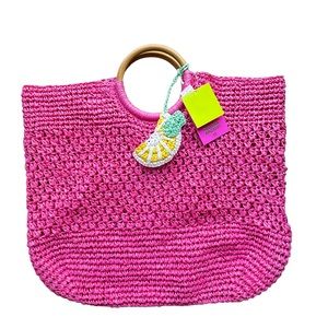 Tabitha Brown Pink Straw Tote